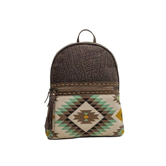 Myra Bag Handmade Absol Backpack Upcycled Canvas & Cowhide Leather main image 6
